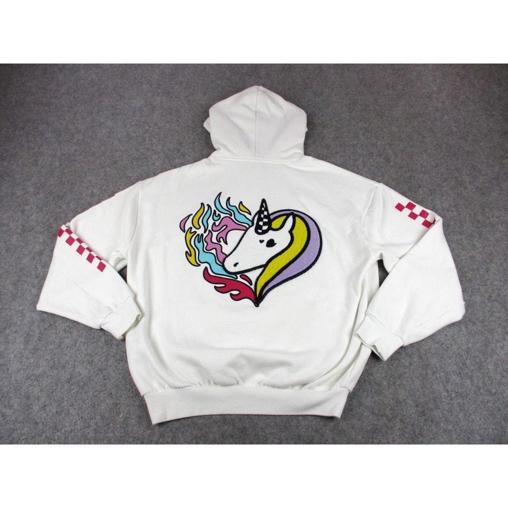 Vans Hoodie Womens Small White Irene Is Good Unicorn Skateboarding Sweatshirt